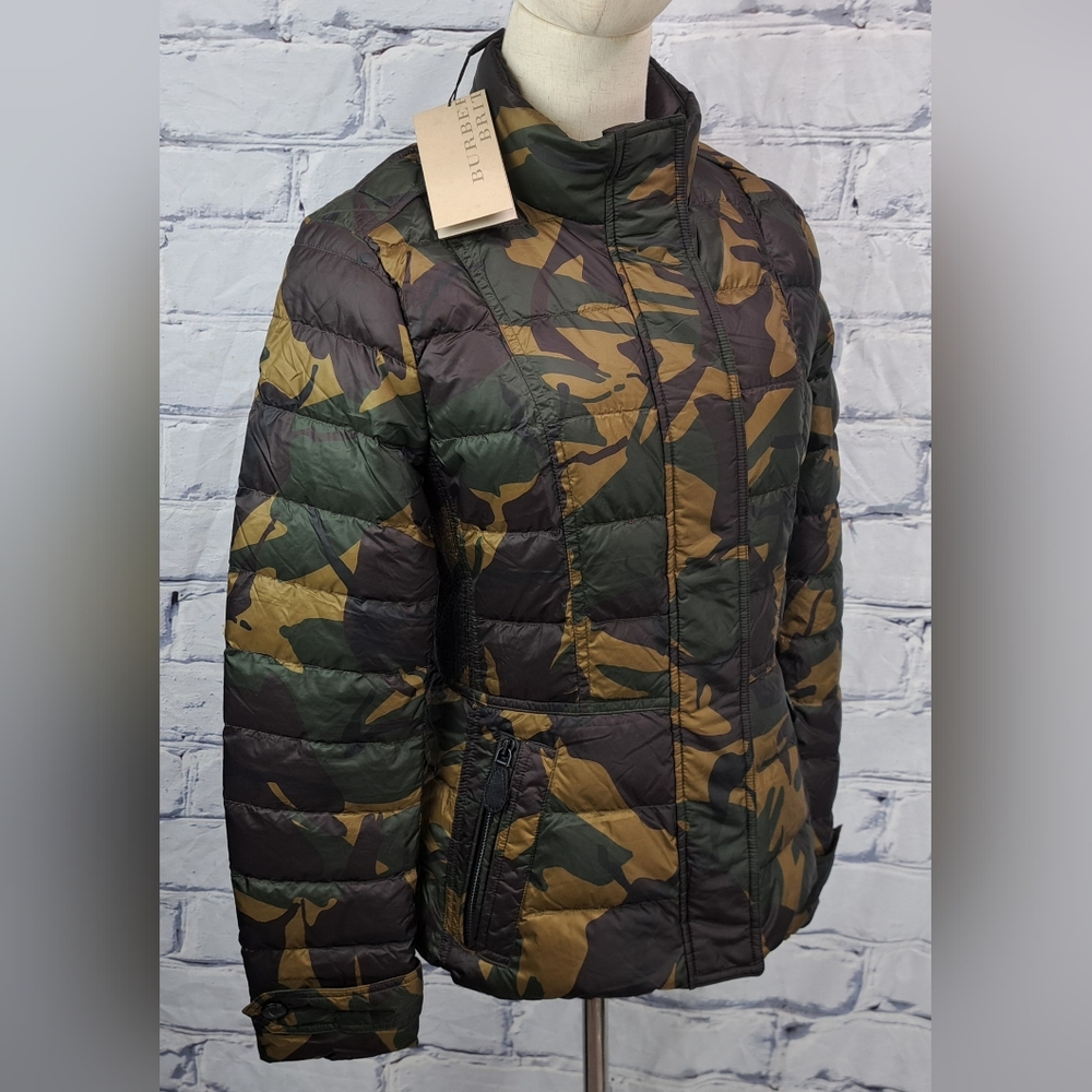 NWT Burberry Women's Dalesbury Quilted Puffer Jacket Duck Down Fill Camo Small